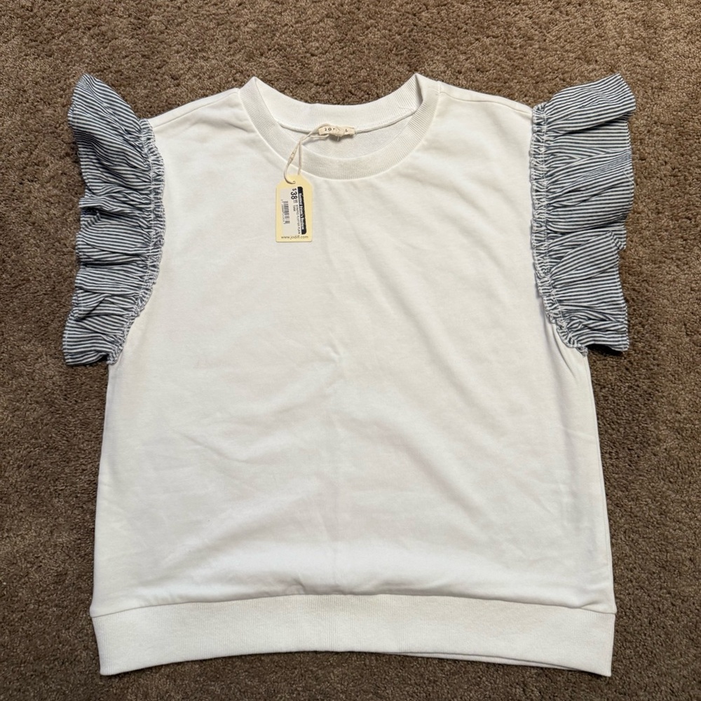 White women's sz small- Jodifl brand ruffle sleeve top
